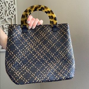 Talbots Woven Wicker Handbag Small Tote Purse